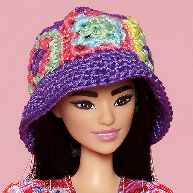 Ravelry doll size bucket hat pattern by yarnspirations design studio