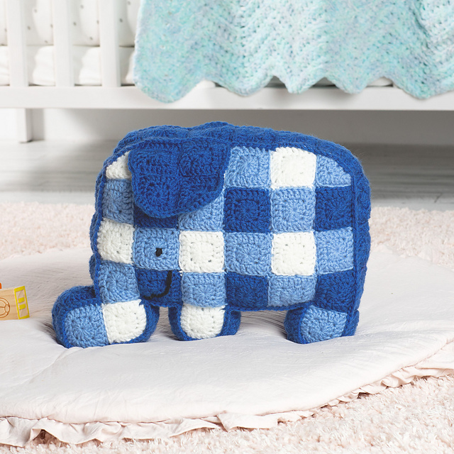 Gingham Elephant Pillow