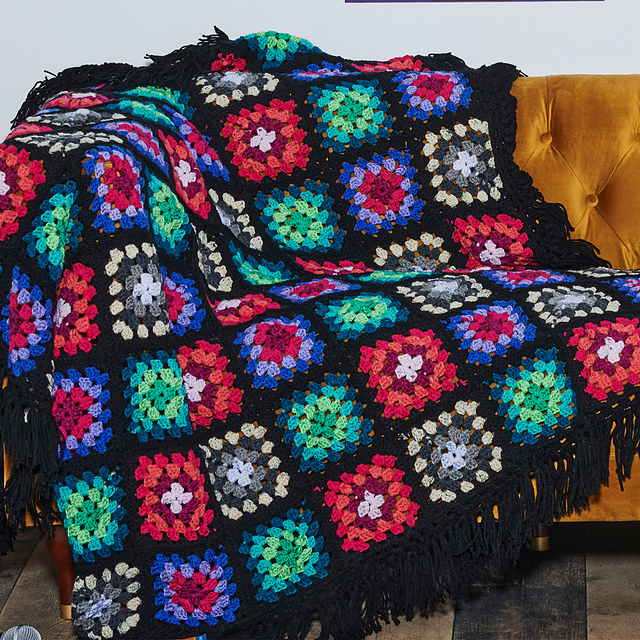 Fiesta Fringe Granny Square Blanket