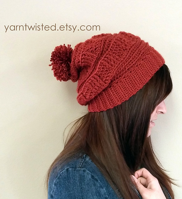 Red Textured Pom Pom Beanie