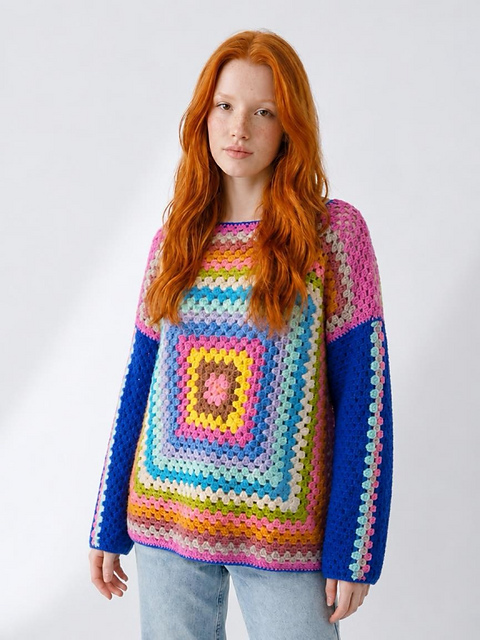 Oversized Granny Square Jumper