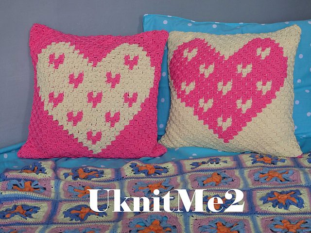 c2c Heart pillow EASY crochet