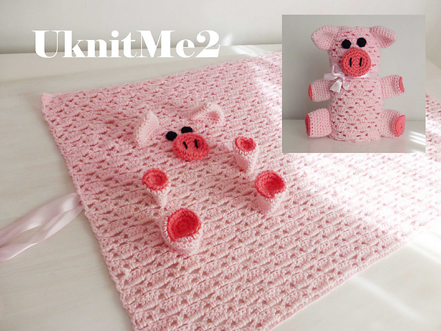 Pig Baby blanket Amigurumi security Blanket