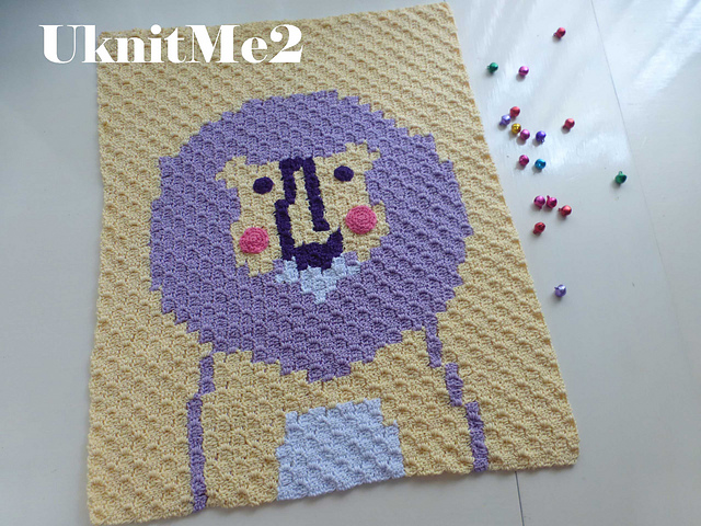 c2c Blanket Lion Motif Block