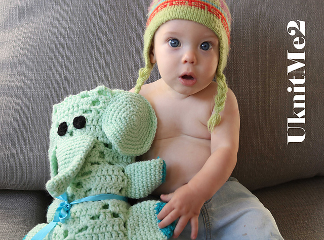 Elephant baby blanket security blanket & toy