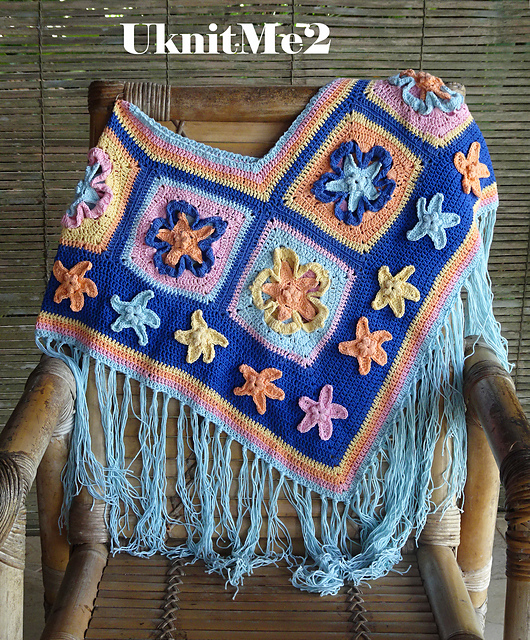 Poncho Granny Square Starfish Summer Wrap