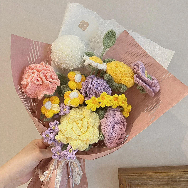 9in1 Carnation Crochet Flower Bouquet