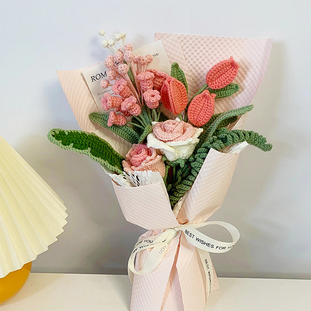 6in1 Simple thai rose Crochet Flower Bouquet