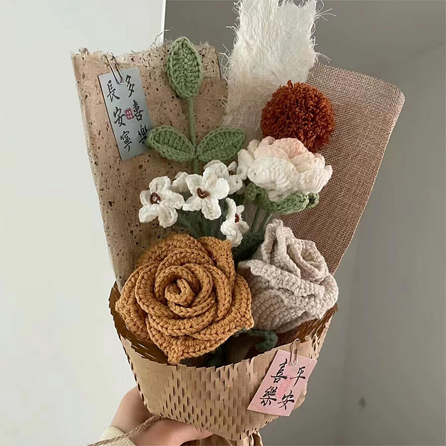6in1 Simple Thai rose Crochet Bouquet