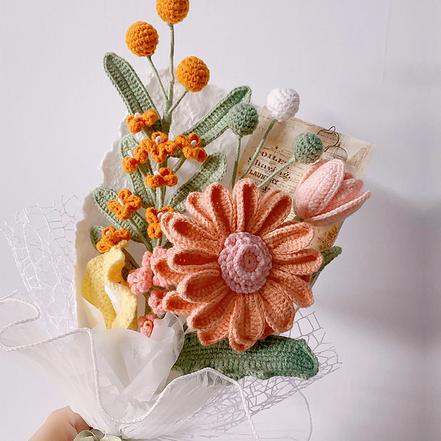 6in1 Gebera Crochet Flower Bouquet