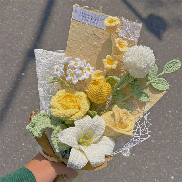 8in1 Lily Rose Crochet Flower Bouquet