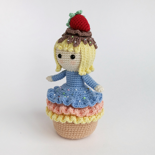Blue cupcake doll