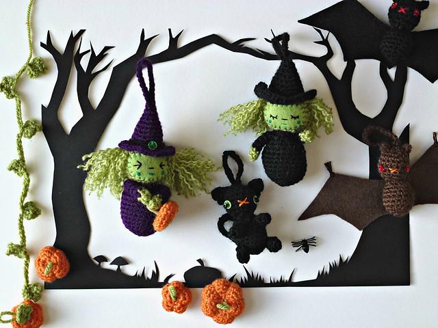 Halloween Collection (witch, cat, bat & pumpkin)