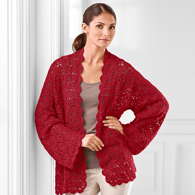 Modell 443/2 Häkeljacke bestehend aus 5 Rechtecken