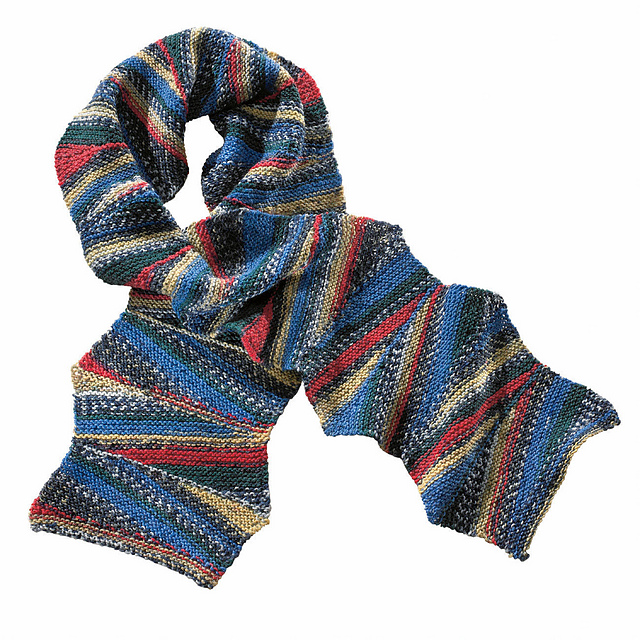 158/8 Kraus rechts gestrickter Zickzack-Schal