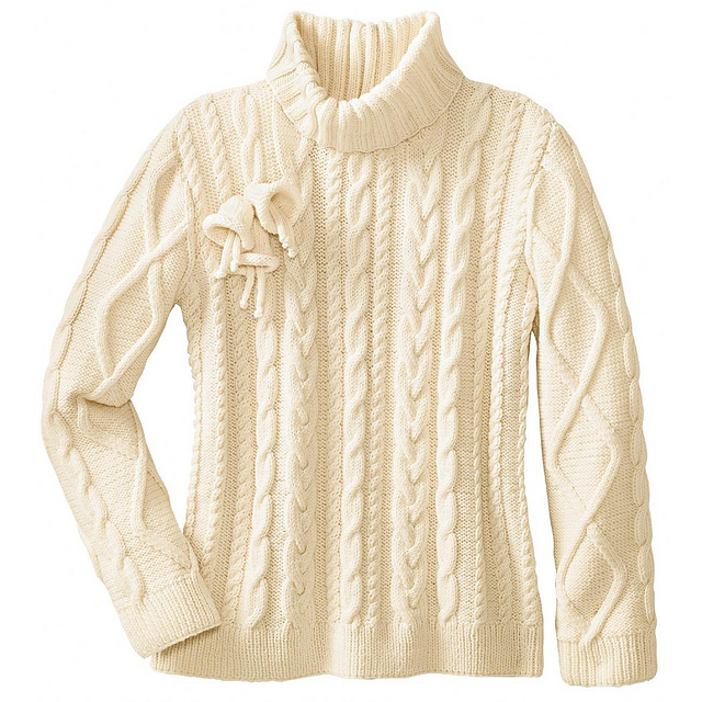 Modell 247/9 Zopfpullover mit Blumendekoration