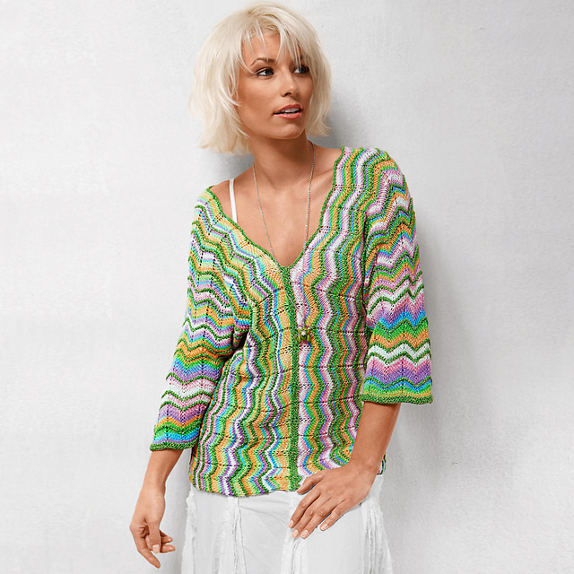 Modell 418/1 Damenpullover aus Batik und Amalfi