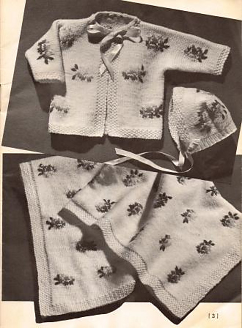Rosy Posy Sacque & Bonnet B-269