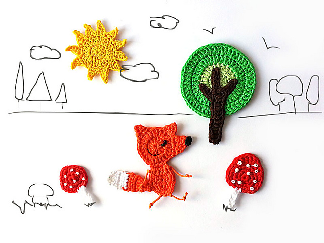 Woodland creatures appliques - Fox set