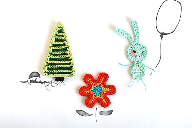 Woodland creatures appliques - Bunny set