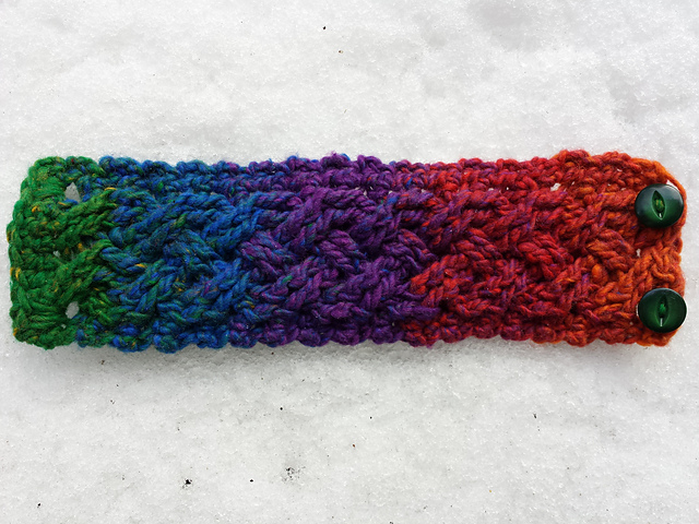 Cabled Rainbow Cuff Bracelet