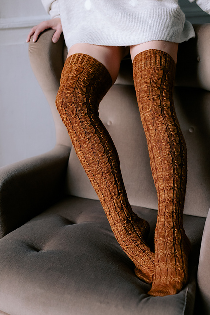 Cabled Over Knee Socks