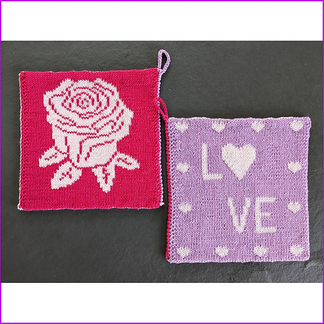 Potholders "Rose Love"