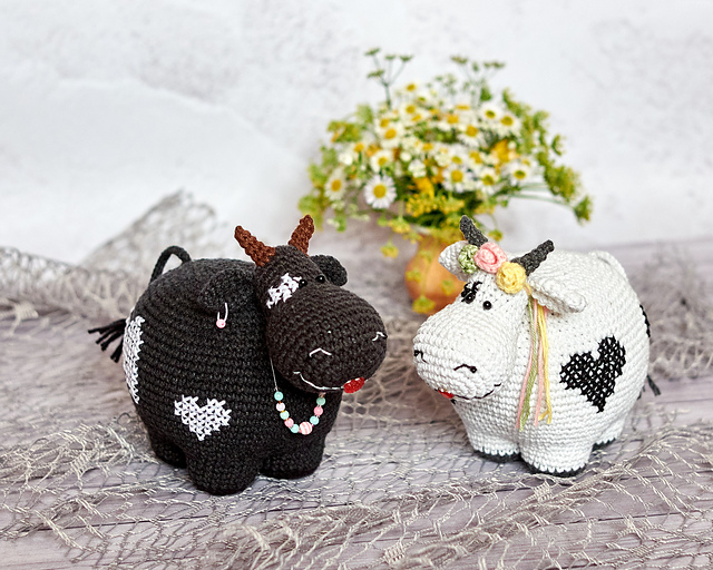 Cow with hearts