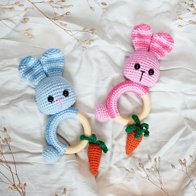 Baby rattle bunny with carrot