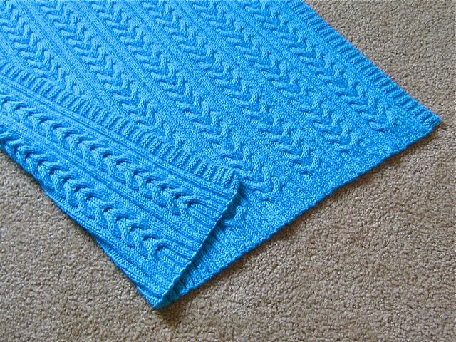 "Splash" Reversible Cables Baby Blanket