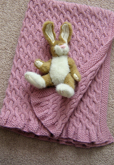 "June" Reversible Cables Baby Blanket