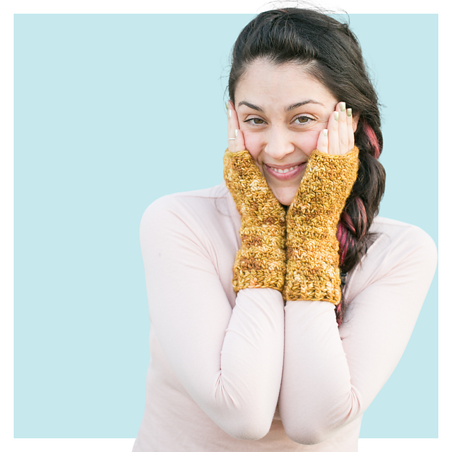 Morning Sun fingerless mittens