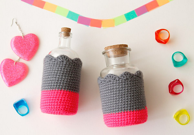 Dip-Dyed Crochet Bottle Cozies