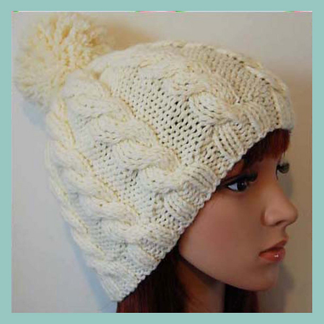 Andrea Cable Bobble Beanie