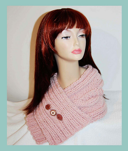 Noni Buttoned Cable Cowl Neck Snood