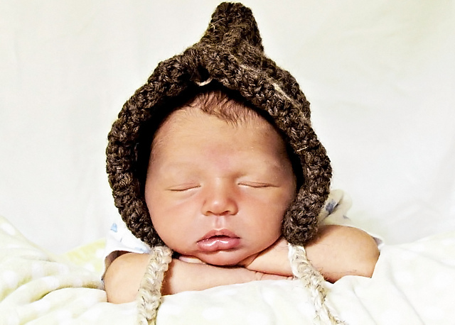 simple crocheted baby pixie gnome hat