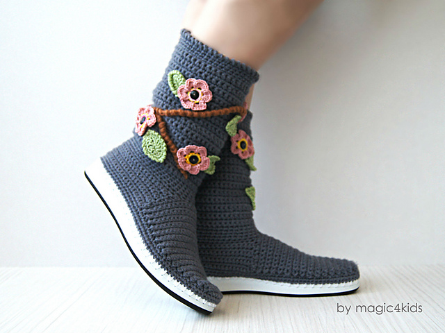 Boots with Flowers for Women
