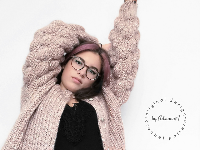 Knit-look BOBBLES cardigan