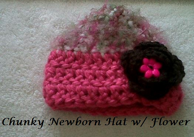 Chunky Newborn Beanie w/ Flower