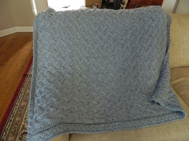 Stockinette Stitch Cabled Throw
