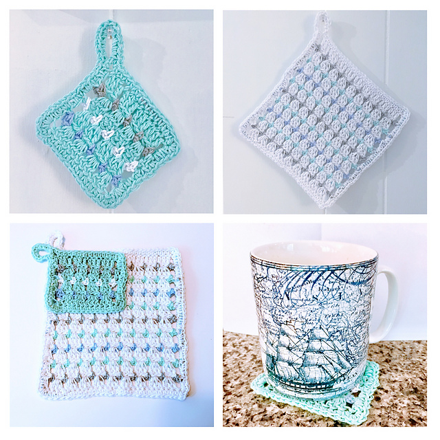 Seafoam Trivet Hot Pad & Coaster Set