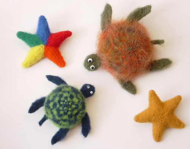 Felted Starfish & Sea Turtle