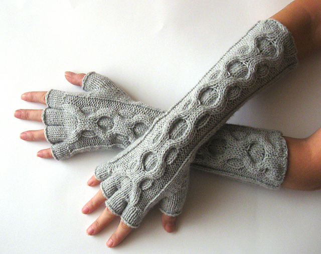 Ravelry: Inverted Cable Gloves with Cut Fingers pattern by Aimarro Patterns