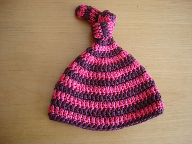 Topknot stripes baby hat