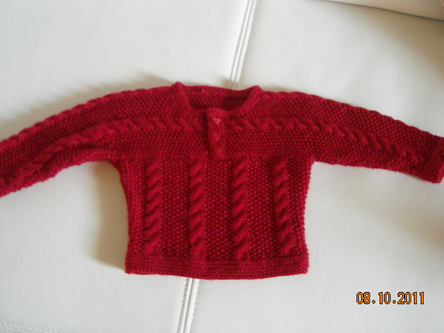 Polo a trecce su grana di riso - Baby cable polo seed stitch