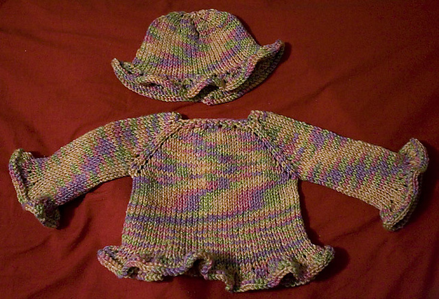 Ruffle Baby Sweater & Hat
