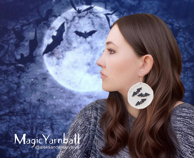 Earrings bat moon