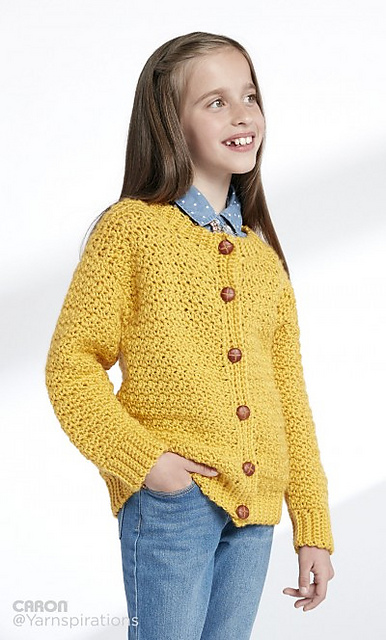 Child's Crochet Crew Neck Cardigan
