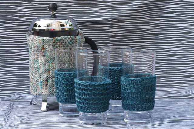 Retro French Press Cozy and Tempered Glass Cozies
