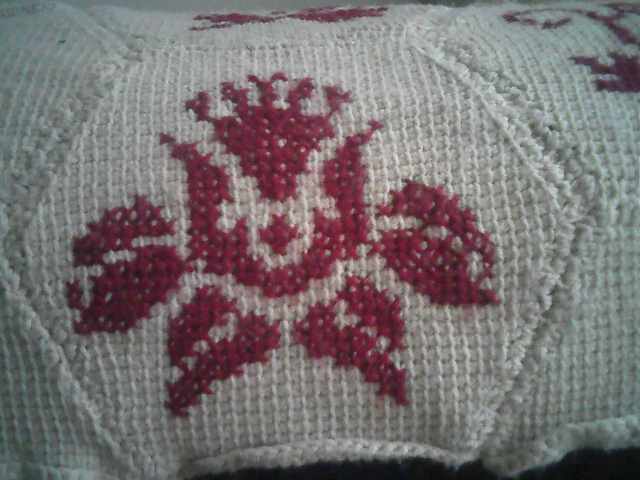 Blue Floral Tunisian Throw